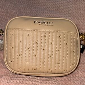 Bebe Cream Quilted Crossbody Bag